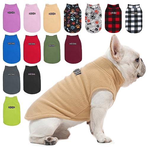 Dog Fleece Vest Sweater Winter Jacket for Small and Medium Dogs with D (Medium / BEIGE)
