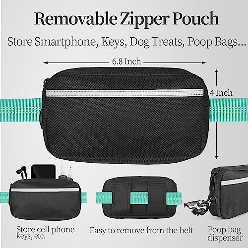 Hands Free Dog Leash with Zipper Pouch (Teal / Large)