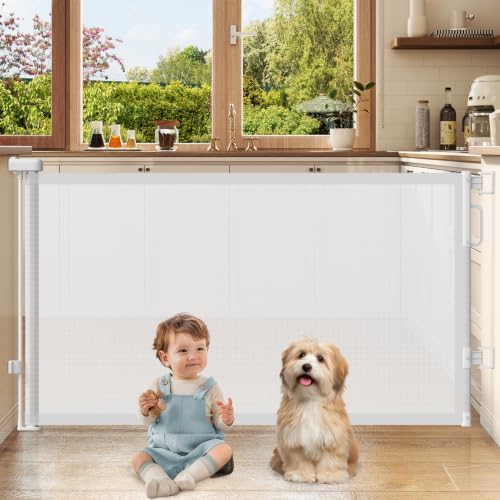 Retractable Baby Gates for Doorway (White / 34" Tall x 58" Wide)