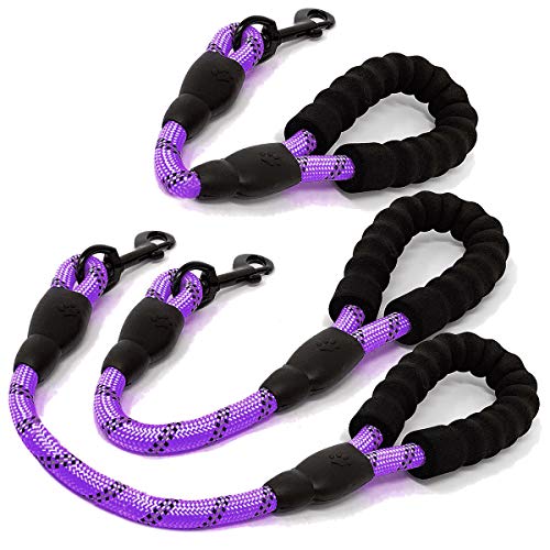 Nylon Short Traffic Leash with Padded Handle (Rope-Purple)
