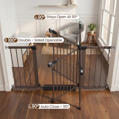 29.7 54.2" Baby Gate for Stairs (Brown / 29.7-54.2"W x 30"H)