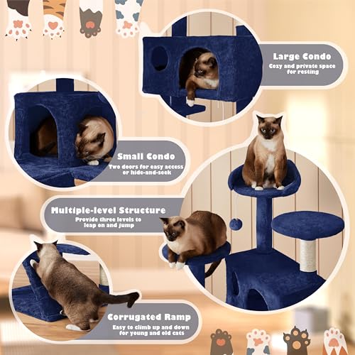 54in Cat Tree Tower (Navy Blue / 54in)