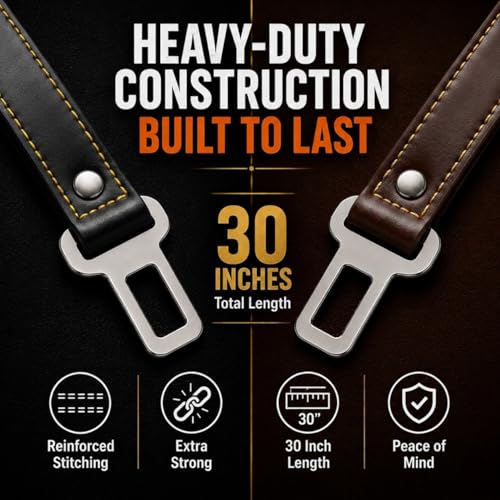 Genuine Leather Dog seat Belt for car (Black / 30")
