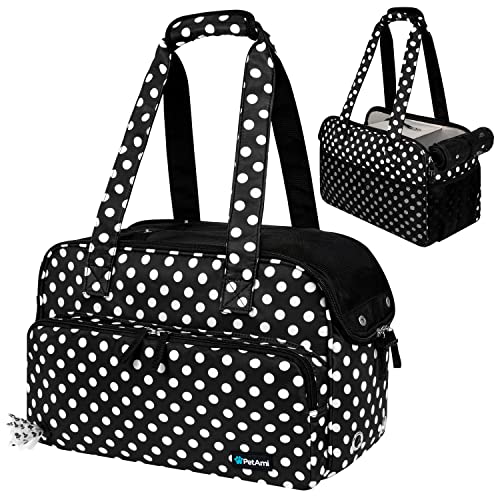 Small Dog Purse Carrier (Polka Dot Black)