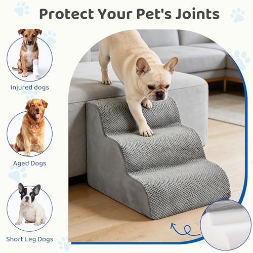Dog Stairs for Small Dogs and Cats (Grey / Round-15.8"H)
