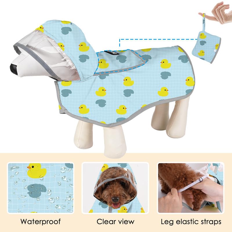 Dog Raincoat Waterproof Dog Rain Jacket with Clear Hooded (Duck Pattern / XXX-Large)