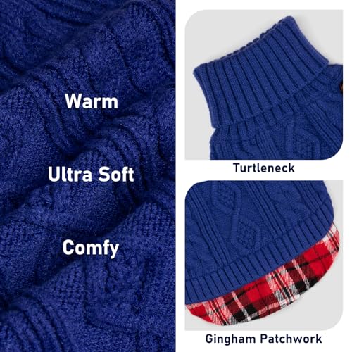 Dog Sweater for Small Dogs Turtleneck Thick Knit Pullover (Small (4-7lbs) / 6# Blue)