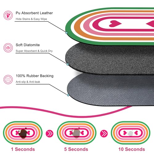 Dog Feeding Mat 24''x16'' (24''x16'' / Pink Heart)