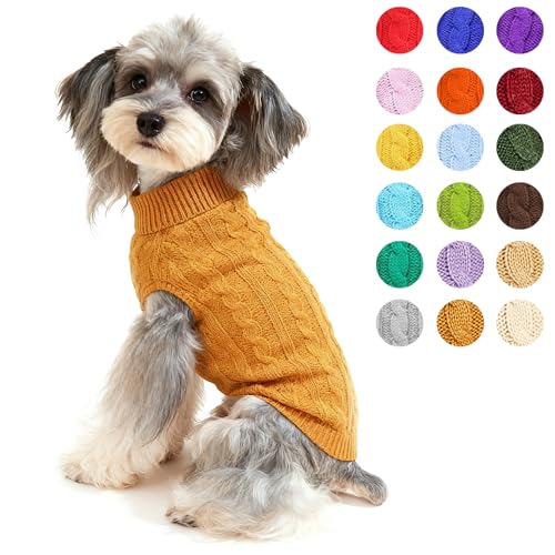 Dog Sweater Soft Warm Turtleneck Knitted Clothes for Small Medium Large Pet (Camel / X-Large)