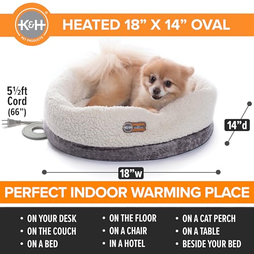 K&H Heated Cat Bed (Gray / 14 X 18 Inches / Cup Bomber)