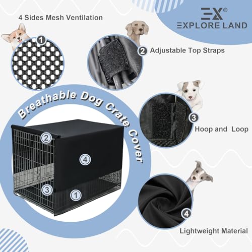 Breathable Dog Crate Cover (30"L x 19"W x 21"H / Black)