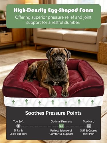 Orthopedic Dog Bed with Sides (53.0"L x 42.0"W x 8.0"Th / Burgundy)