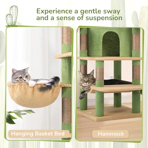 66in Cactus Corner Cat Tree for Indoor Large Cats (66inch / Cactus Green)