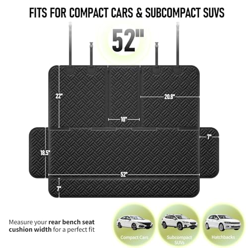 Dog Car Seat Cover for Back Seat (Black / Small-52"W)