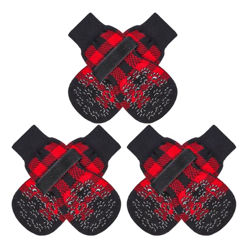 Anti Slip Dog Socks (Small (6 Count) / Black&Red)