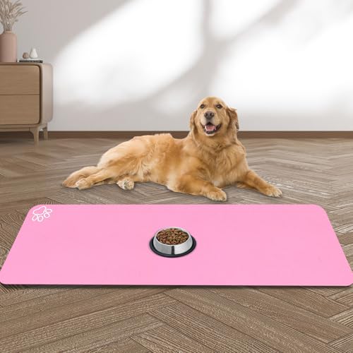 Large Pet Feeding Mat (deep pink / 36"L x 24"W)