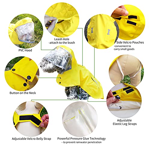 Dog Waterproof Raincoat with Poncho Hoodie (XX-Large: 55-70lbs / Khaki)