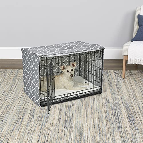 MidWest Homes for Pets Medium Dog Crate Cover Featuring Teflon Fabric Protector (Designer Gray / 30 Inch)
