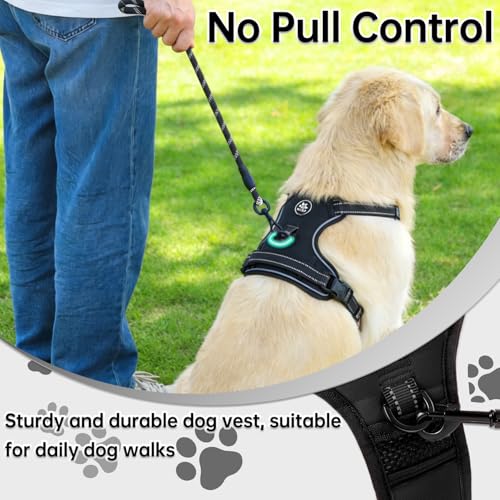 Reflective Dog Harness for Large Dogs (Black / Large)