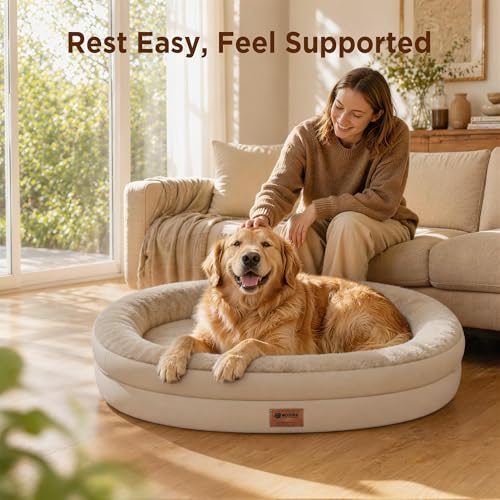 Waterproof Orthopedic Dog Bed for Extra Large Dogs (Light Brown / 48"L x 35"W x 7.5"Th)