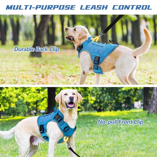 Blue Tactical Dog Harness for Large Dogs (Blue / Large: 45-80 lbs (Chest:27-37",Neck:19-25"))