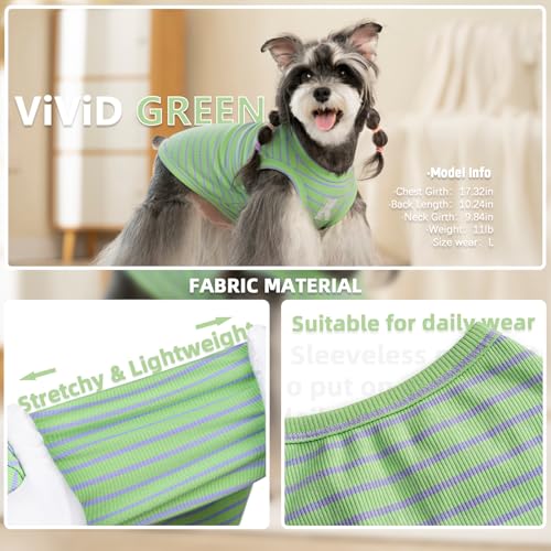 Dog Shirt Stretchy Tank Top Lightweight (Purple + Vivid Green / 3XL-(26~38lb) | Chest(~26.8"))