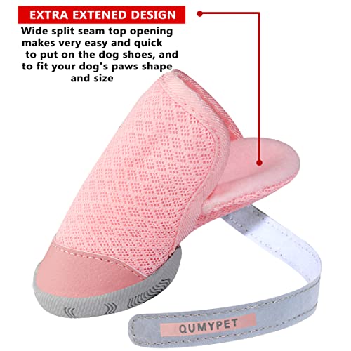 Dog Shoes for Small Dogs Hot Pavement Puppy Dog Boots & Paw Protectors (Pink / size 1: 1.29"x0.98"(L*W))
