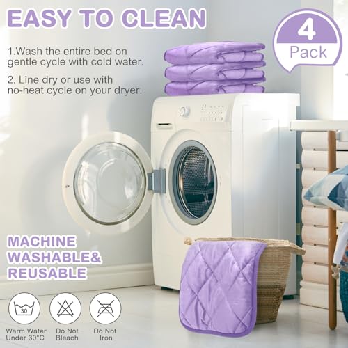 4 Pack Self Heating Cat Pad Self Warming Dog Mat Reflects Body Heat Extra Warm Thermal Pet Pad Washable Dog Cat Bed Crate Bed Mat Blanket (16 x 20 Inch / Purple)