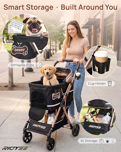 Foldable Dog Stroller for Small & Medium Dogs & Cats up to 33 lb