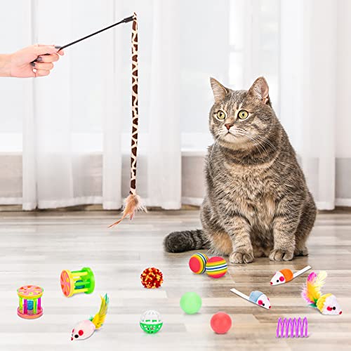 33Pcs Cat Toys Pack for Indoor Cats Kitten (Cube Tunnel Toy Set - For Cats Less Than 12lbs)
