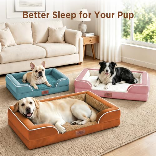 Waterproof Orthopedic Dog Beds for Extra Large Dog (53.0"L x 42.0"W x 8.5"Th / Washed Blue)