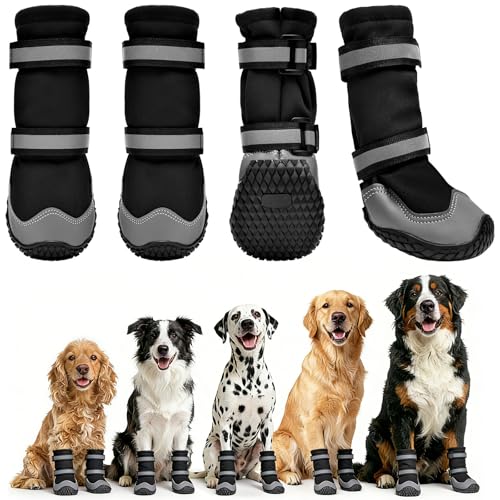 Dog Shoes Waterproof Dog Boots for Winter (4# (Insole Width 2.2″)for 33~44lbs)