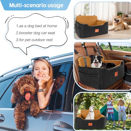 Dog Car Seat for Medium (Black/Brown)