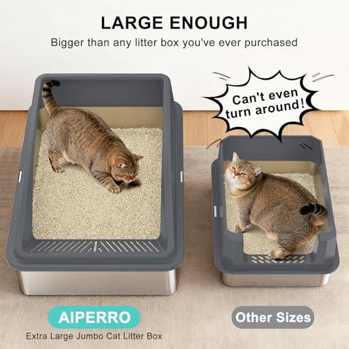 Stainless Steel Litter Box Extra Large for Big Cats and Multi (Dark Grey / XXX-Large)