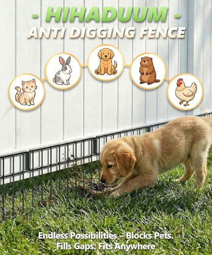 20Ft(L) X 13Inch(H) Animal Barrier Fence - 14 Pack Garden Fence Panels, Metal Garden Edging Fence Border No Dig Fencing for Dog Rabbits Ground Stakes Defense and Outdoor Patio Fence Extension (20 ft(L) X 13 in(H), 14 Pack / Black)