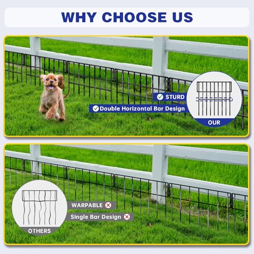 35 Panels Garden Fence Animal Barrier (Black / 35 panels, 38ft(L)×13in(H) Black)