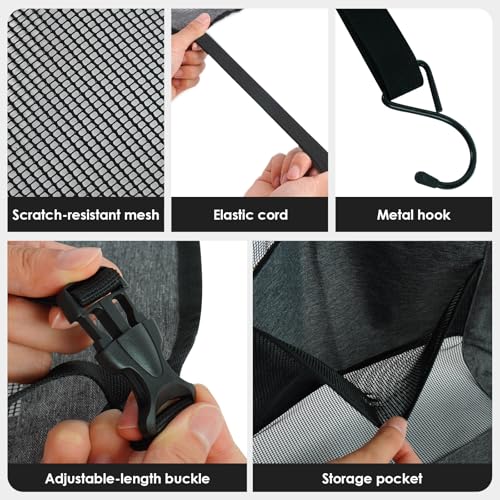 Universal Dog Car Net Barrier Divider with Storage Net Pocket (Grey)