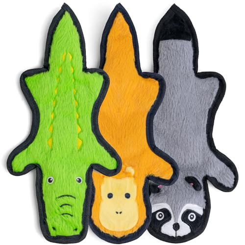 No Stuffing Dog Toys Crinkle Squeaky (3 Pack / Large)