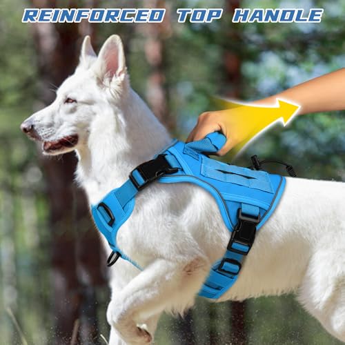 Blue Tactical Dog Harness for Medium Size Dogs (Blue / Medium: 30-50 lbs (Chest:24-28",Neck:17-19"))