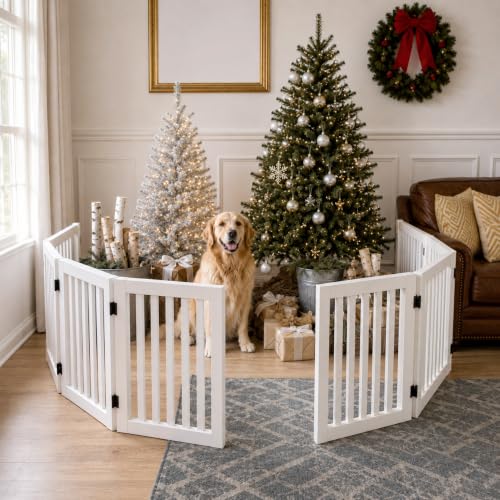 24" Freestanding Dog Gate (White / 3 Panel 60" Wide)