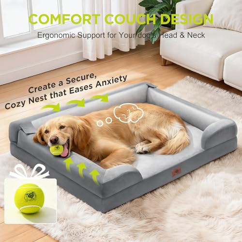 Waterproof Orthopedic Dog Bed for Medium Large Sized Dogs (36 x 27 x 7.5 in / Grey)