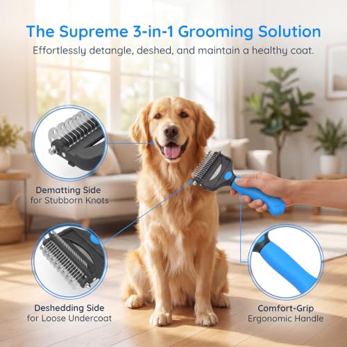 Deshedding Dog Brush (Blue)