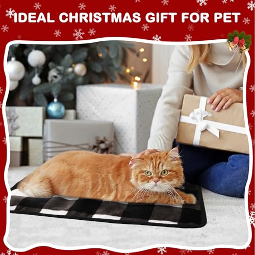 2 Pack Self Warming Cat Bed Self Heating Dog Pad Cat Warming Pad Thermal Pet Mat Washable Reflect Body Heat Removable Cover for Indoor Kittens Puppies (16 x 20 Inch)
