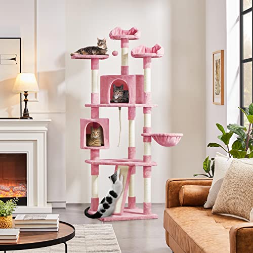 79in Multi Level Cat Tree for Multiple Cats with 9 sisal Posts (Pink)