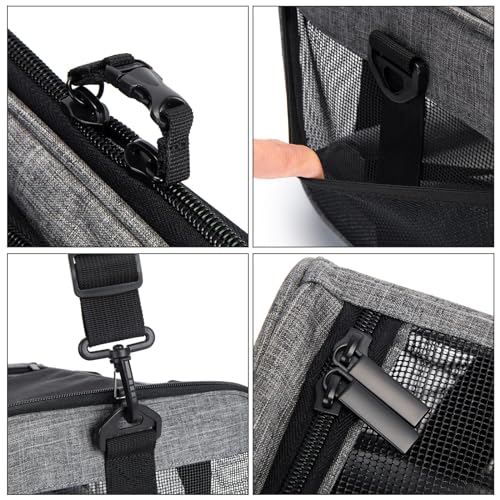 Cat Carrier Soft for Medium or Large Cats for Car Travel Camping (17.7"L x 11.0"W x 11.0"H / 1.0 Grey)