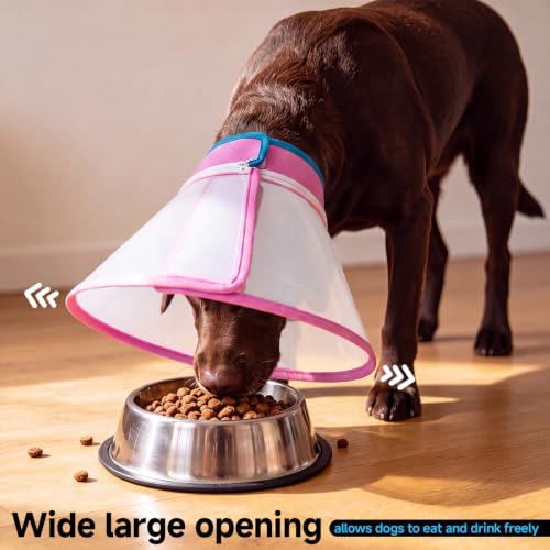 Dog Cone Collar to Stop Licking (Pink / L)