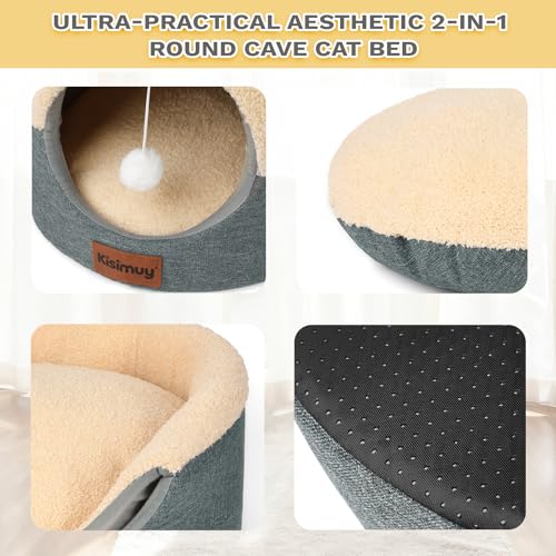 2-in-1 Foldable Cat Bed for Indoor Cats, Cat Cave & Sofa Bed (Grey / S-15.7"Lx15.7"Wx13"H)