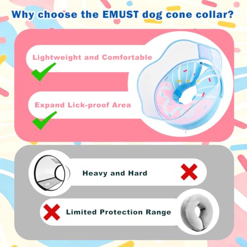 Inflatable Dog Cone Collar for Dogs to Stop Licking After Surgery (BluePink / XXL (Neck 19"-24"))