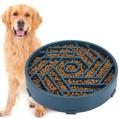 Slow Feeder Dog Bowls Large Medium Breed (Dark Blue)