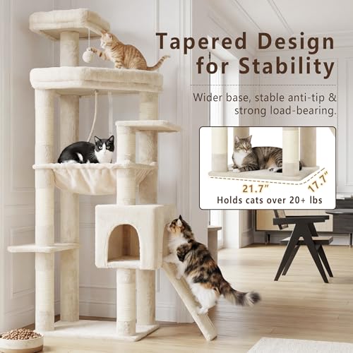 64.2" Heavy Duty Cat Tree for Large Cats with Wide Base HCT027M (64.2 inch / Beige)